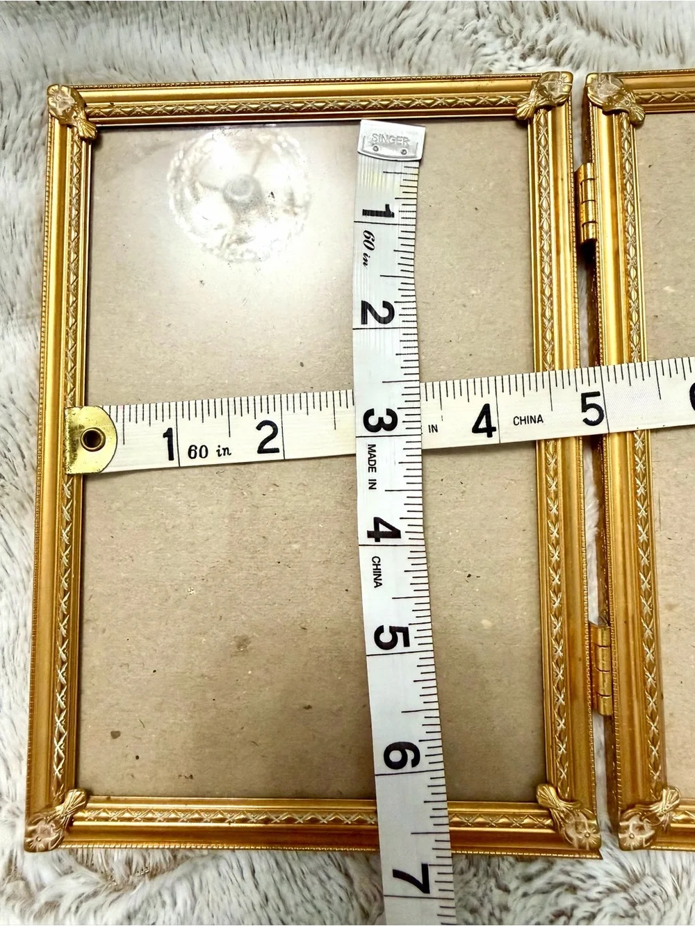 Vintage Hollywood Regency Gold Tone Bifold Double Frame